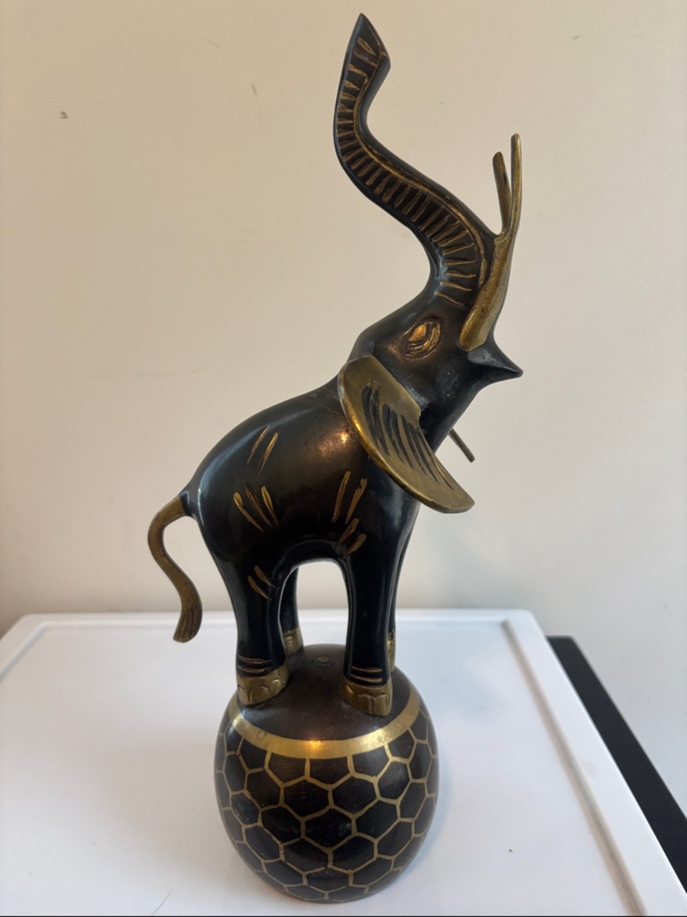 Decorative Black & Gold Elephant Brass